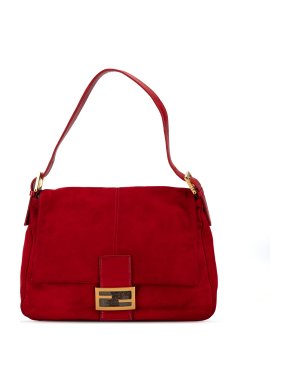 Fendi Red Suede Mamma Forever Shoulder Bag