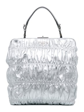 Prada Silver Gaufre Nappa Dressy Frame Top Bag