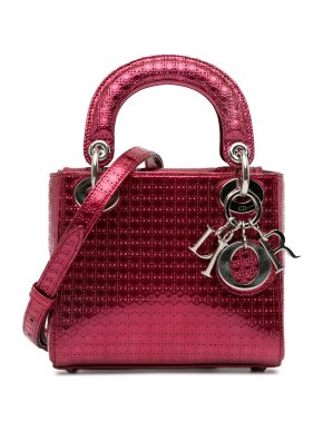 Dior Pink Mini Patent Leather Microcannage Lady Dior