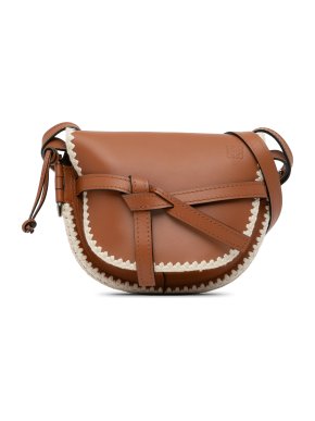 Loewe Tan Small Crochet Trim Gate Crossbody Bag