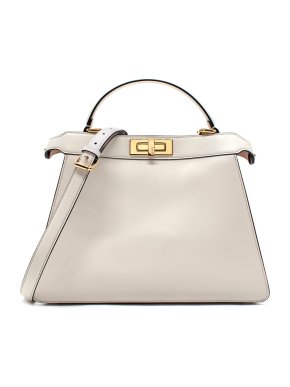 Fendi White Small I See You Peekaboo Top Handle Bag
