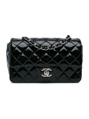 Chanel Black Patent Leather Mini Rectangular Single Flap Bag