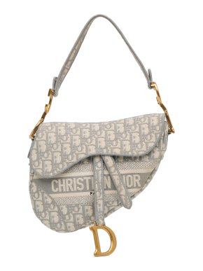 Dior Grey Medium Oblique Saddle Bag