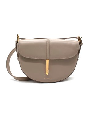 Demellier Taupe Leather The Tokyo Cross-Body Saddle Bag