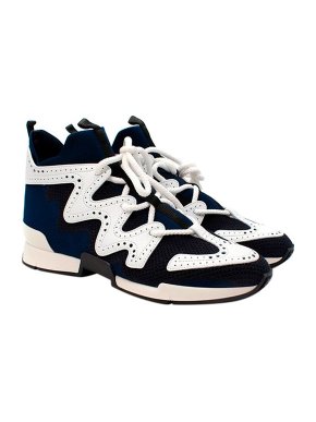 Hermes Action Tricolour Blue Mesh & Leather Sneakers