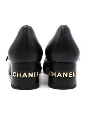 Chanel Black Leather Mary Jane Heels