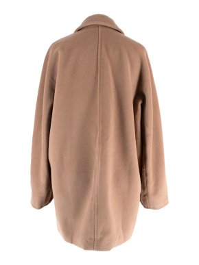 MaxMara Camel Short Double Breasted Wool Blend Coat