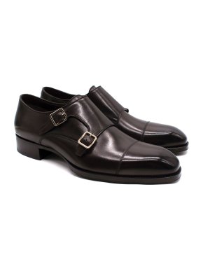 Tom Ford Dark Brown Leather Elkan  Buckle Shoes