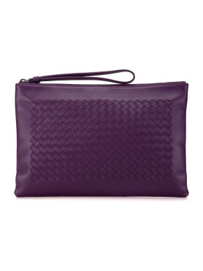 Bottega Veneta Purple Intrecciato Leather Clutch