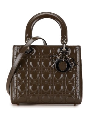 Dior Brown Medium Patent Cannage Lady Dior