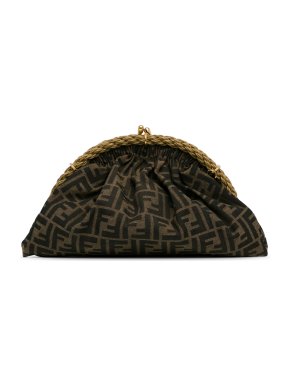 Fendi Brown Zucca Canvas Shell Clutch