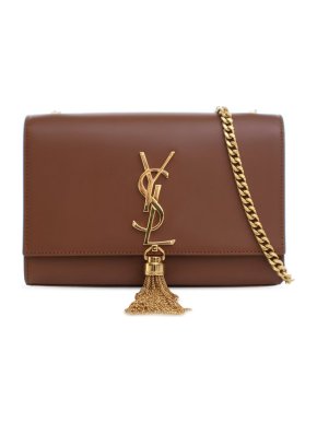 Saint Laurent Small Tan Leather Monogram Kate Tassel Crossbody Bag