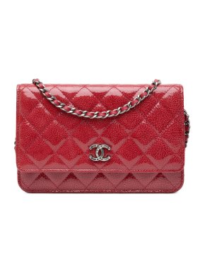 Chanel Red Patent Leather Paris Dallas CC  Wallet on Chain