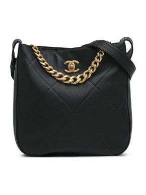 Chanel Black Quilted Calfskin Easy Mood Hobo Bag