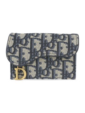 Dior Blue Oblique Canvas Saddle Card Holder