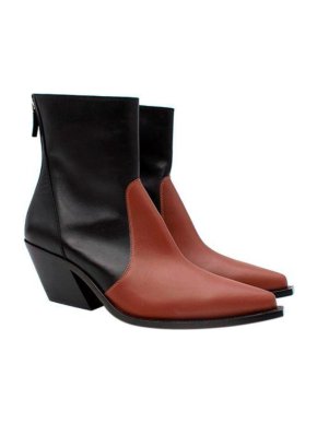 Givenchy Black & Tan Leather Western Ankle Boots