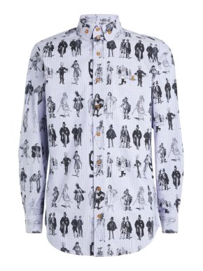 Vivienne Westwood Organic Cotton Pinstripe Blue Printed Shirt