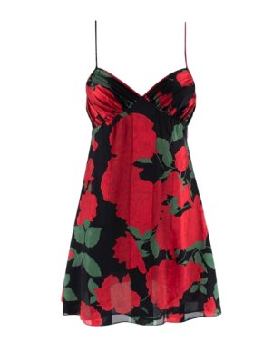 Saint Laurent Rose Print Silk Slip Dress