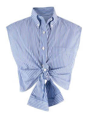 Prada Blue Pinstripe Crop Patterned Shirt