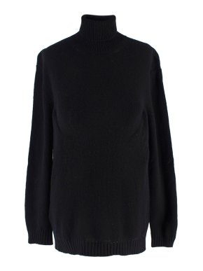 Prada Black Polo Neck Jumper with Built in Bra Detail
