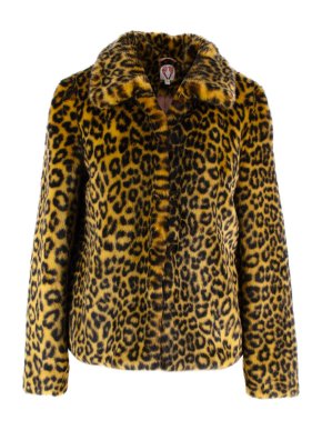 Shrimps Leopard Print Faux Fur Jacket