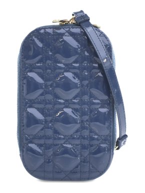 Dior Blue Patent Cannage Lady Dior Call'in Phone Holder