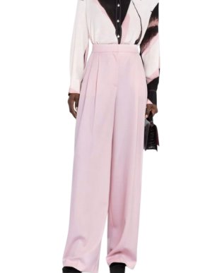 Alexander McQueen Pink Pleated High-Waisted Trousers 1
