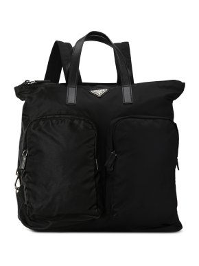 Prada Black Tessuto Double Pocket Backpack