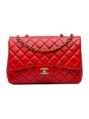 Chanel Red Jumbo Classic  Single Flap Bag
