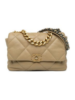 Chanel Beige Large Lambskin 19 Flap Bag