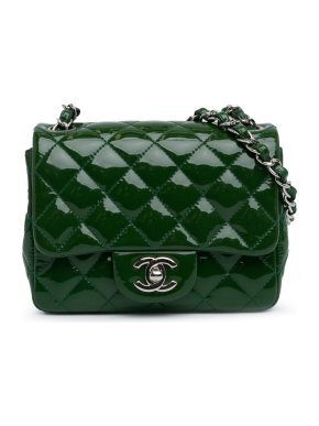 Chanel Patent Leather Mini Square  Single Flap Bag