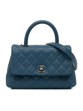 Chanel Blue Mini Quilted Caviar Coco Top Handle Bag