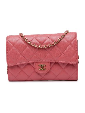 Chanel Pink Caviar Leather Mini  Wallet on Chain