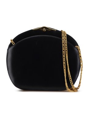 Cartier Black Leather Sapphire Chain Crossbody Bag