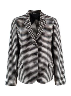 MaxMara Black And White Houndstooth Single Breasted Wool Blazer