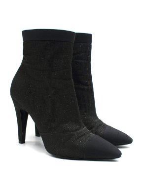 Chanel Black Sparkle Toe Cap Ankle Boots