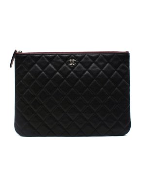 Chanel Black Caviar Leather Classic  Zip Pouch