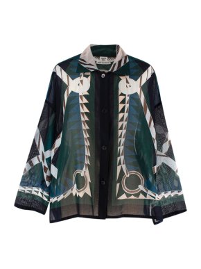 Hermes Blue Patterned Cotton Shirt