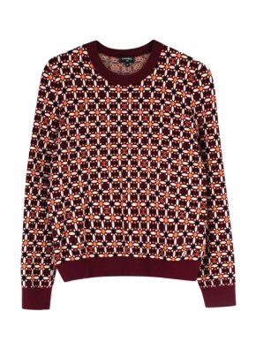 Chanel Burgundy/Orange Floral CC Jumper 1