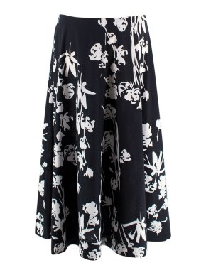 Marella Black and White Floral Cotton Skirt 1