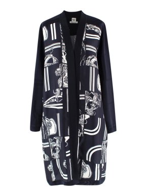 Hermes Black 'En Desordre Finesse' Twillaine Long Cardigan