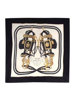 Hermes Black Brides De Gala Silk Scarf 90x90