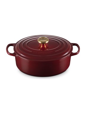 Le Creuset  Burgundy Cast Iron Oval Casserole Dish (29cm)