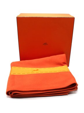Hermes Orange and Yellow Wool Blanket 1