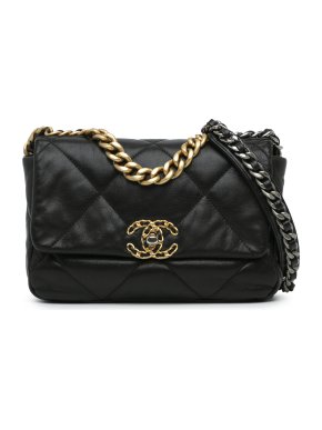 Chanel Black Medium Lambskin 19 Flap
