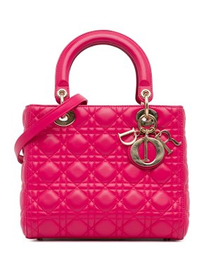 Dior Pink Medium Lambskin Cannage Lady Dior