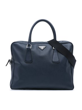 Prada  Blue Saffiano Business Bag
