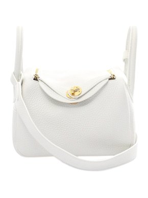 Hermes White Mini Clemence Lindy with Gold Hardware