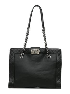 Chanel Black Medium Calfskin Boy Reverso Shopping Tote