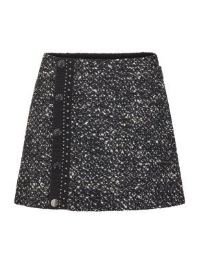 Moncler Black Tweed A-Line Mini Skirt